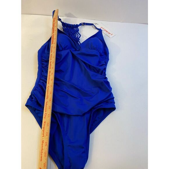 New blue fir pearl bath suit size 8 ruched - Picture 6 of 8
